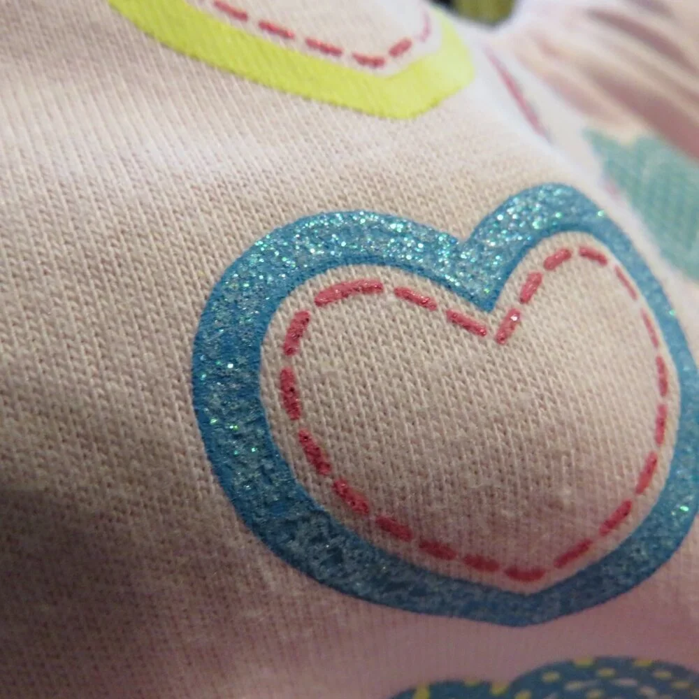 Baby Ballet Heart Bodysuit w tulle skirt attached Faded Glory glittered hearts